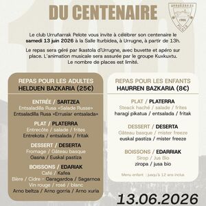 Repas du centenaire URRUÑARRAK PILOTA